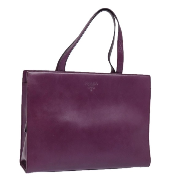 PRADA Leather Hand Bag Purple Auth 80093 - Picture 1 of 16